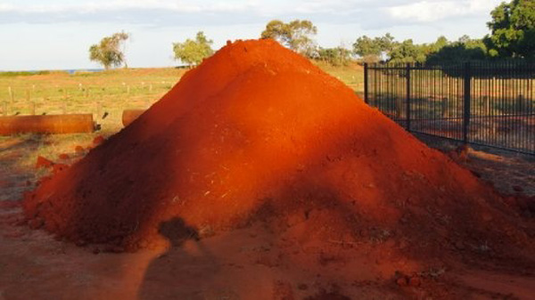 red soil pile Good soil for CEBs (color varies from region to region)